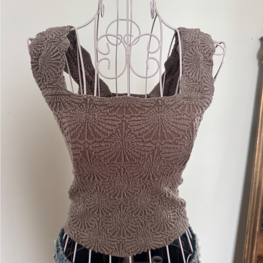 Chic Textured Brown Tank Top